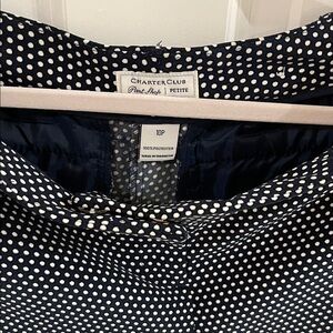Charter Club Navy and White Polka Dot Pants